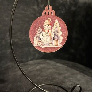 Festive Snowman Ornament - Rose Hue